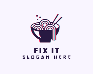 Asian Noodle Bowl Glitch logo design