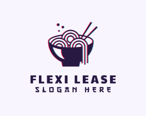 Asian Noodle Bowl Glitch logo design