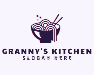 Asian Noodle Bowl Glitch logo design