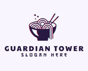 Asian Noodle Bowl Glitch logo design