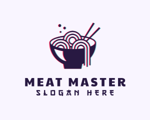 Asian Noodle Bowl Glitch logo design