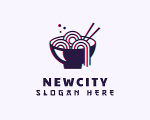 Asian Noodle Bowl Glitch logo design