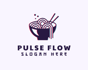 Asian Noodle Bowl Glitch logo design