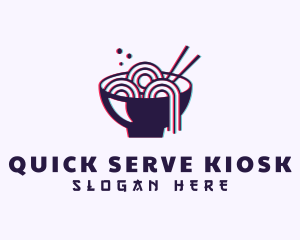 Asian Noodle Bowl Glitch logo design