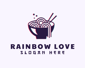 Asian Noodle Bowl Glitch logo design