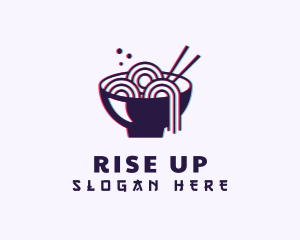 Asian Noodle Bowl Glitch logo design