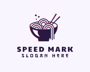 Asian Noodle Bowl Glitch logo design