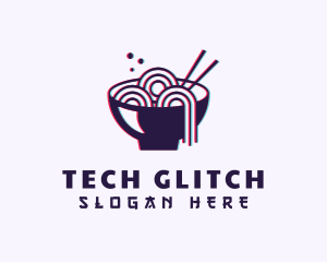 Glitch - Asian Noodle Bowl Glitch logo design