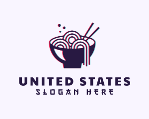 Asian Noodle Bowl Glitch logo design