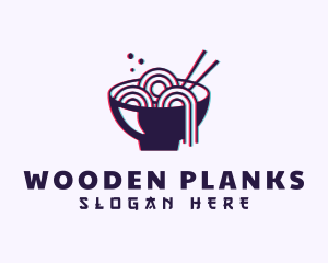 Asian Noodle Bowl Glitch logo design