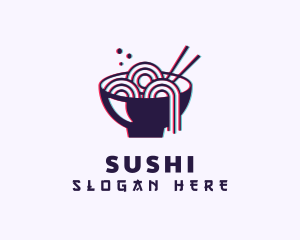 Asian Noodle Bowl Glitch logo design