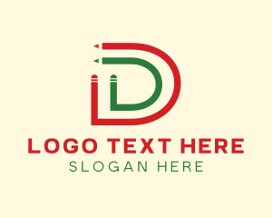 Color Pencil - Pencil Letter D logo design