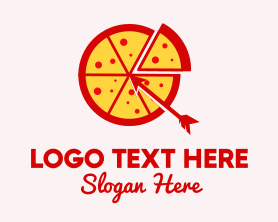 Pizza Delivery - Arrow Pizza Slice logo design