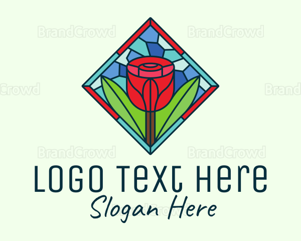 Romantic Rose Stained Glass Logo
