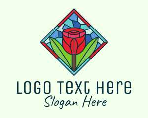 Flower - Romantic Rose Stained Glass logo design