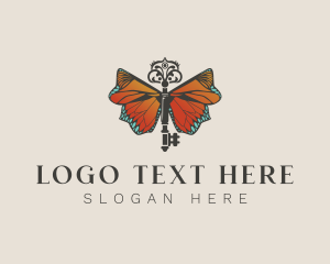 Luxurious - Elegant Butterfly Key logo design
