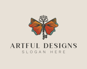 Elegant Butterfly Key logo design