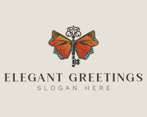 Elegant Butterfly Key logo design