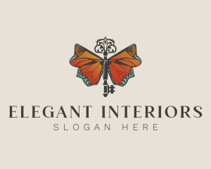 Elegant Butterfly Key logo design