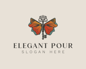 Elegant Butterfly Key logo design