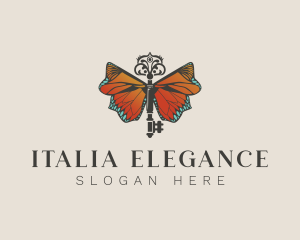 Elegant Butterfly Key logo design