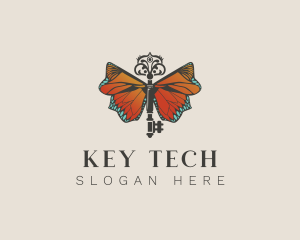 Elegant Butterfly Key logo design