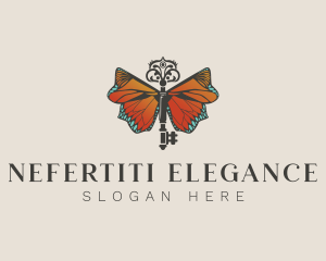 Elegant Butterfly Key logo design