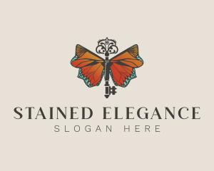 Elegant Butterfly Key logo design