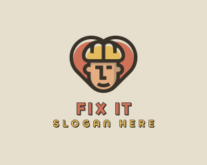 Construction Worker Heart logo design