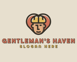 Men - Construction Worker Heart logo design