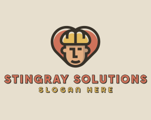 Construction Worker Heart logo design