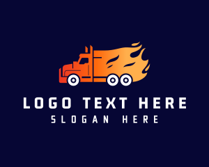 Trailer Truck - Flaming Trailer Truck logo design