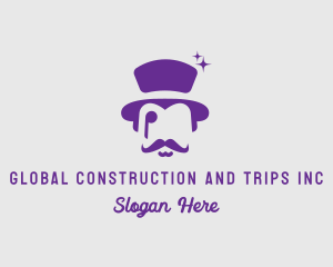 Silhouette - Magician Top Hat Monocle logo design