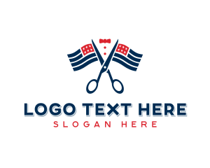 Grooming - American Flag Shears logo design