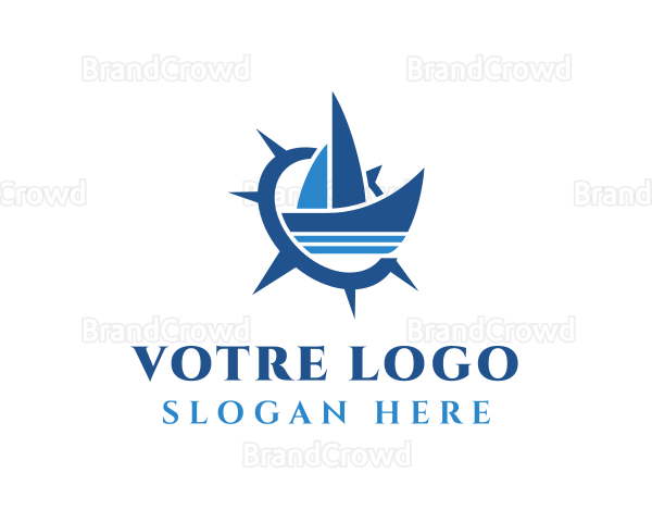 Sail Boat Compass Logo
