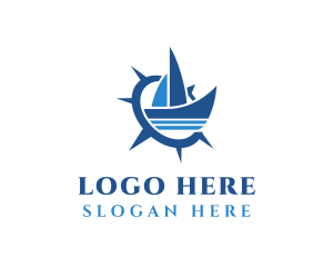Sail Boat Compass Logo