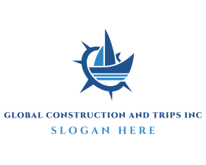 Travel - Sail Boat Compass logo design