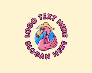 Boba Tea - Flamingo Smoothies Drink logo design