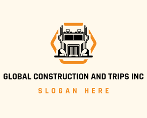 Trailer - Logistics Truck Hexagon logo design
