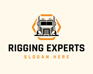 Rigging - Logistics Truck Hexagon logo design