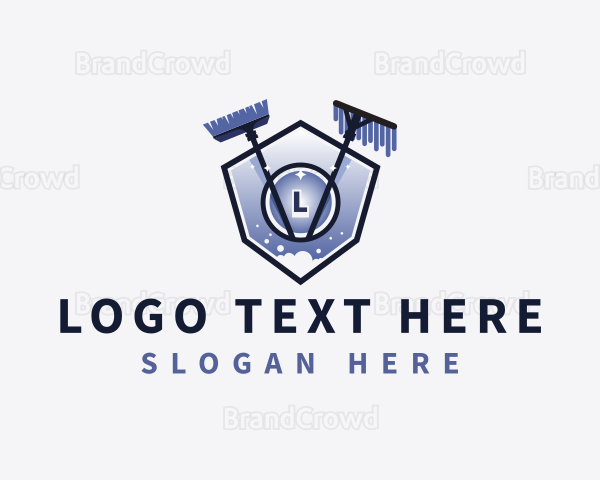 Mop Broom Cleaning Logo