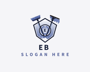 Mop Broom Cleaning Logo