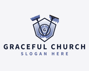 Mop Broom Cleaning Logo