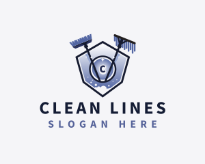 Mop Broom Cleaning logo design