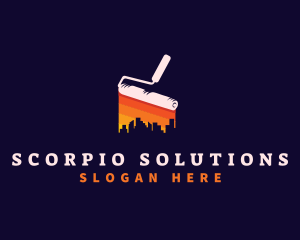 Paint Roller Skyscraper logo design