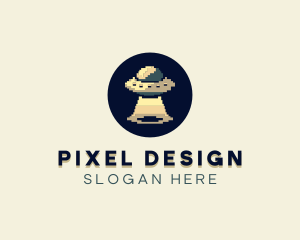 Pixel UFO logo design