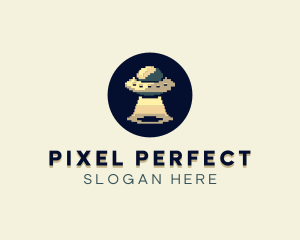 Pixel UFO logo design