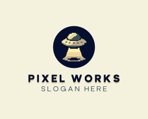 Pixel - Pixel UFO logo design