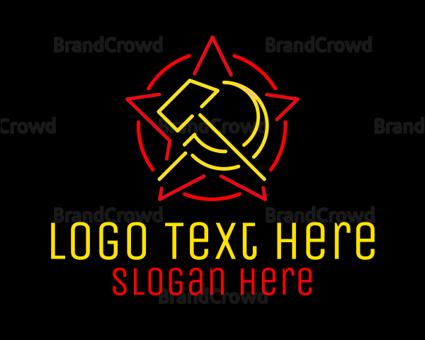 Neon Hammer & Sickle Logo