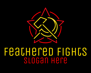 Neon Hammer & Sickle logo design